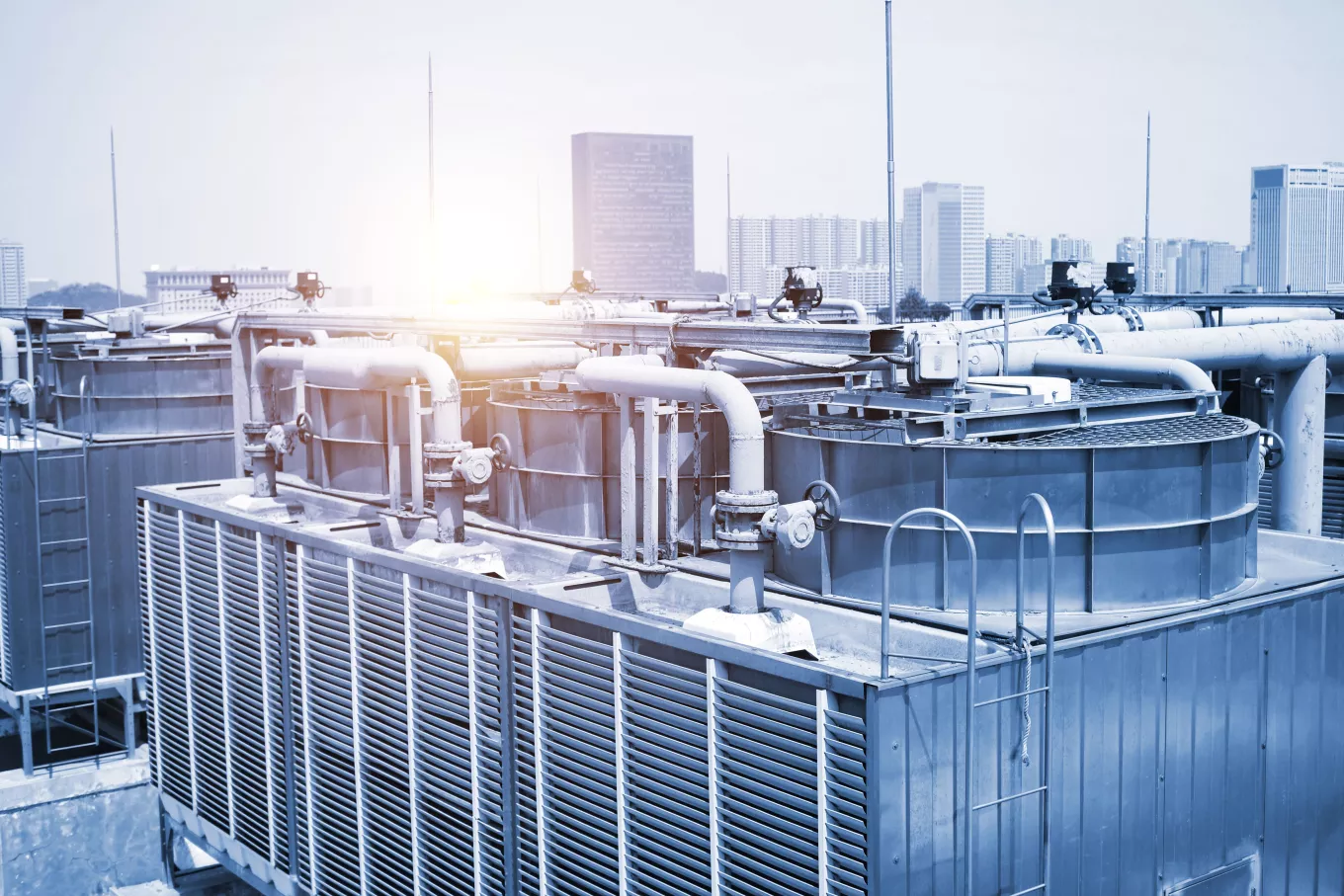 large central air conditioning system cooling fan system pipeline