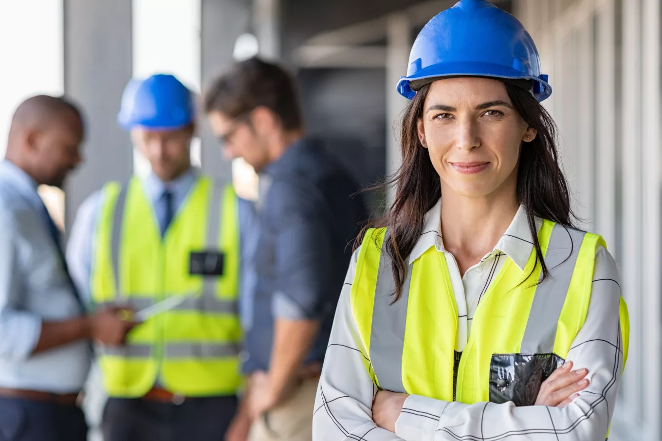 Woman on a site smiling