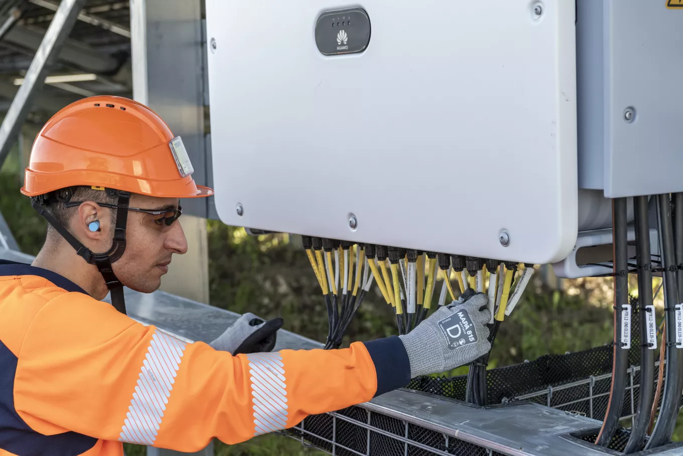 Technician on a solar plant