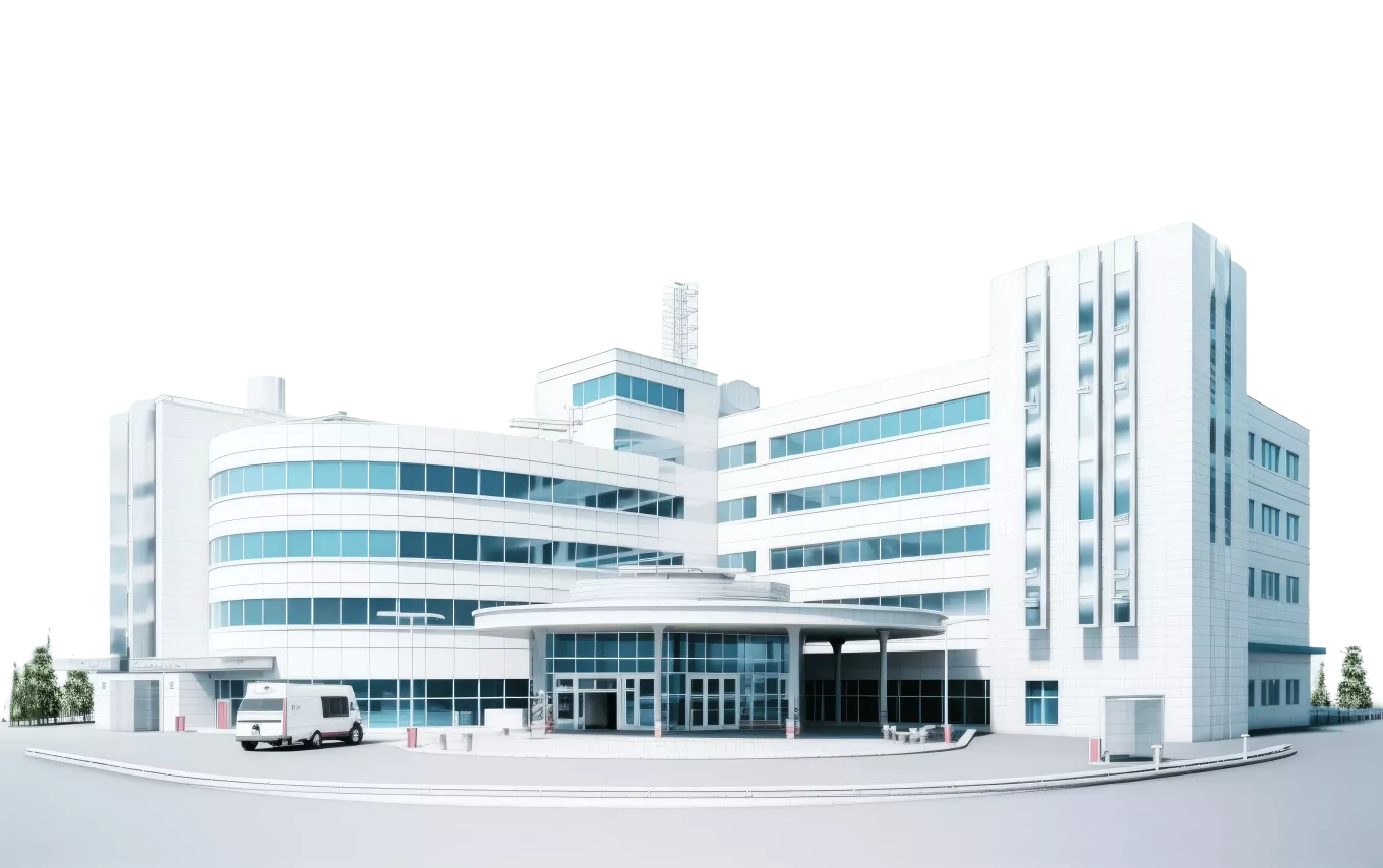 Medical Marvel The Impressive Structure of a Hospital Building Isolated on a Transparent Background PNG.