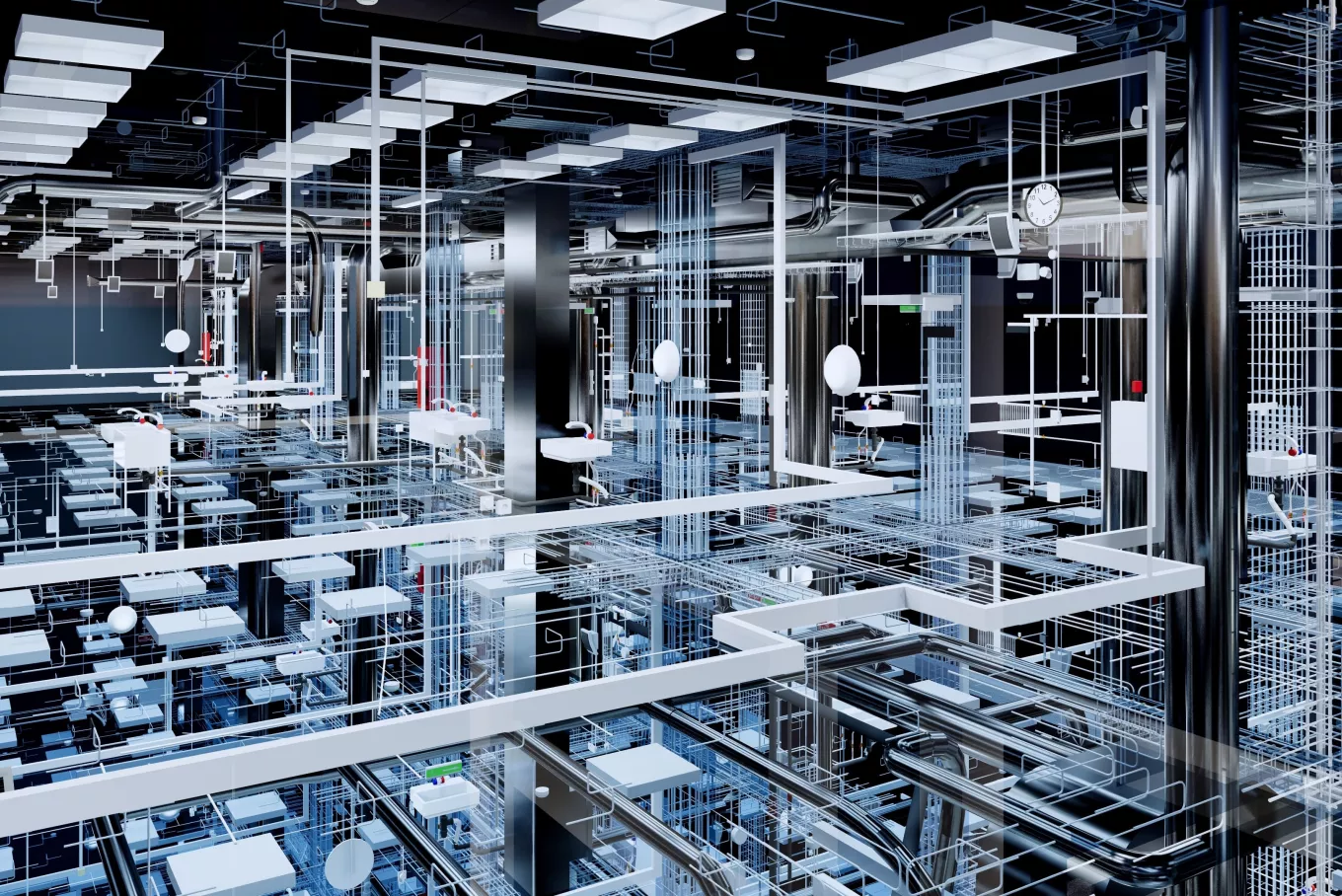 Visualization of the concept of BIM model utilities of the building