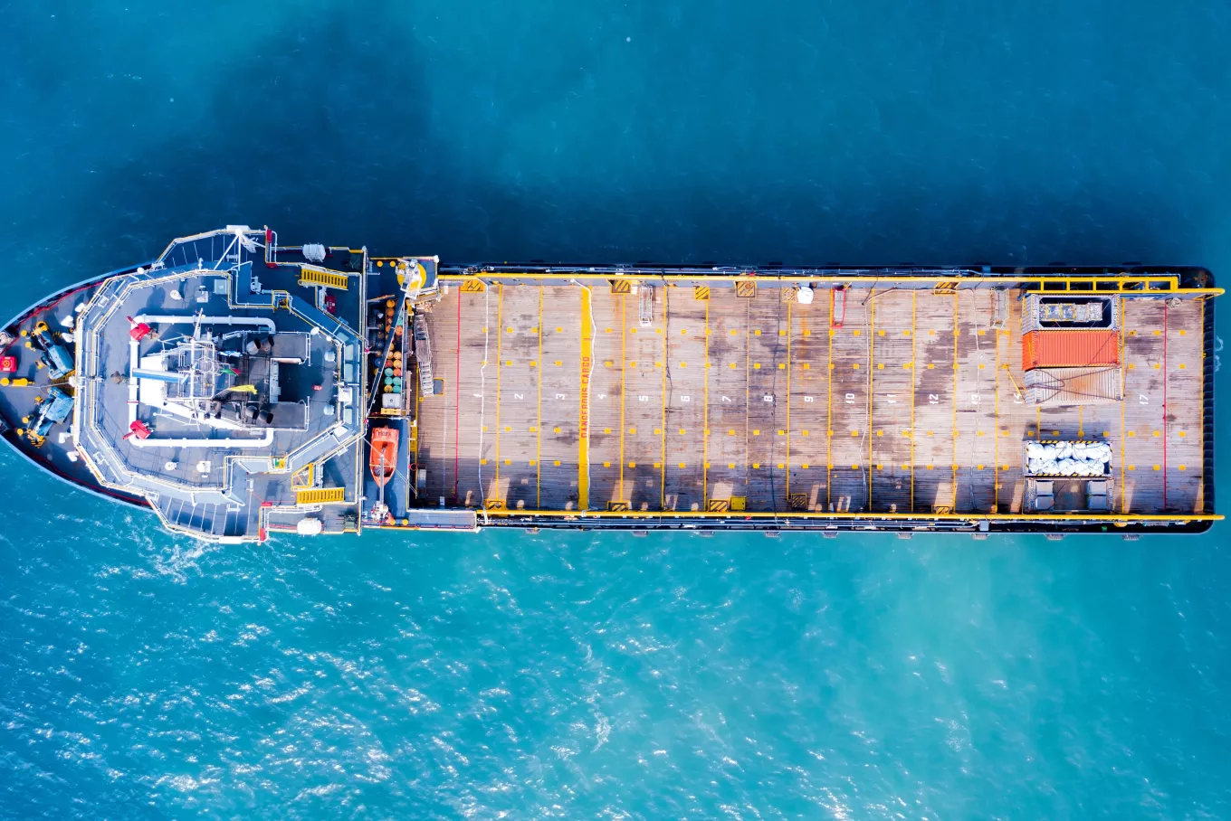 Offshore supply ship at sea - Aerial image