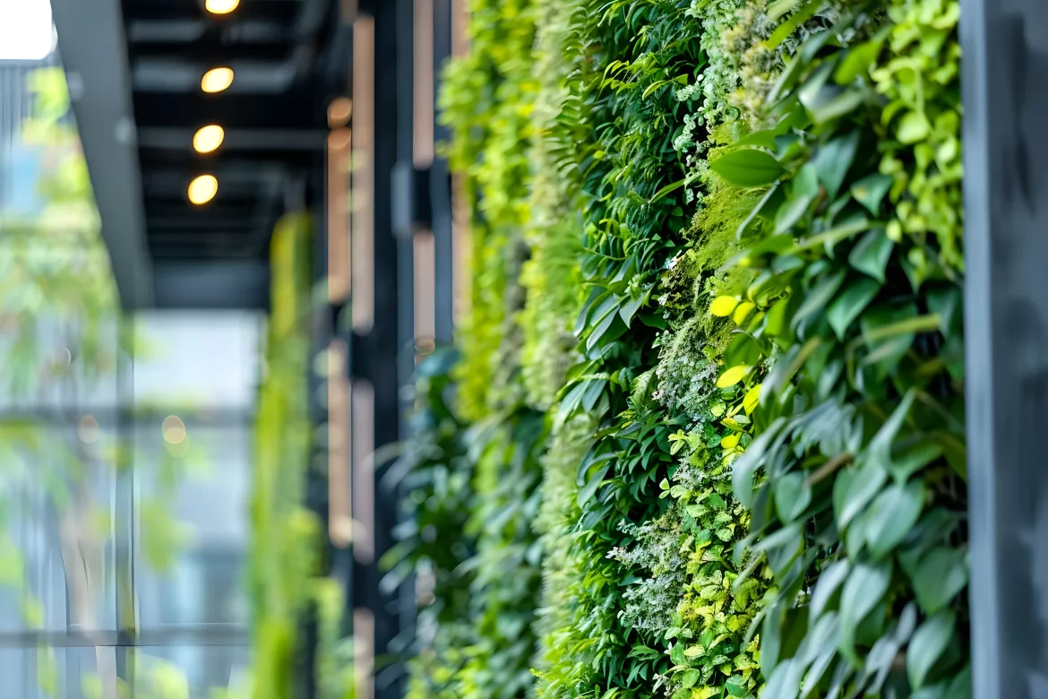 Creating Greener Urban Spaces Through Vertical Gardens. Concept Urban Gardening, Vertical Farming, Sustainability, Green Infrastructure, Biodiversity