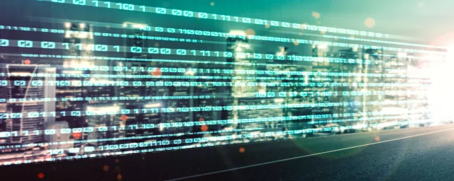 Digital data flow on road with motion blur to create vision of fast speed transfer . Concept of future digital transformation , disruptive innovation and agile business methodology 