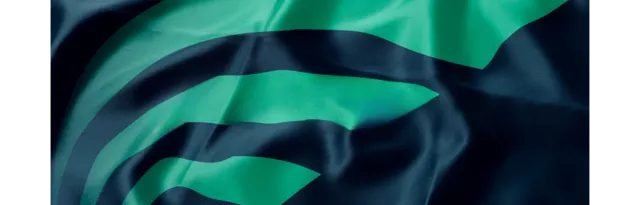 The 3 waves of Equans's Logo on a flag