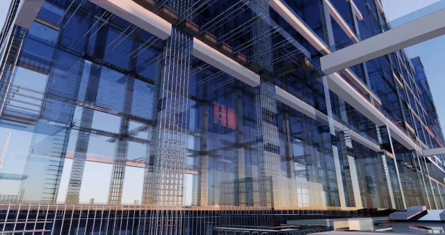 3D BIM model of reinforcement framework of the building