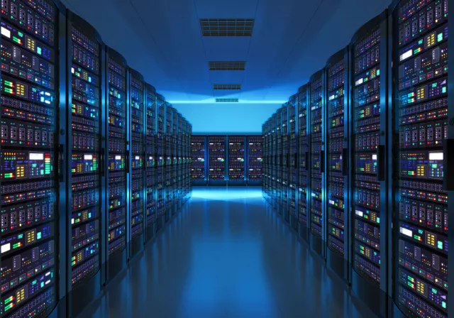 Server room in a data center